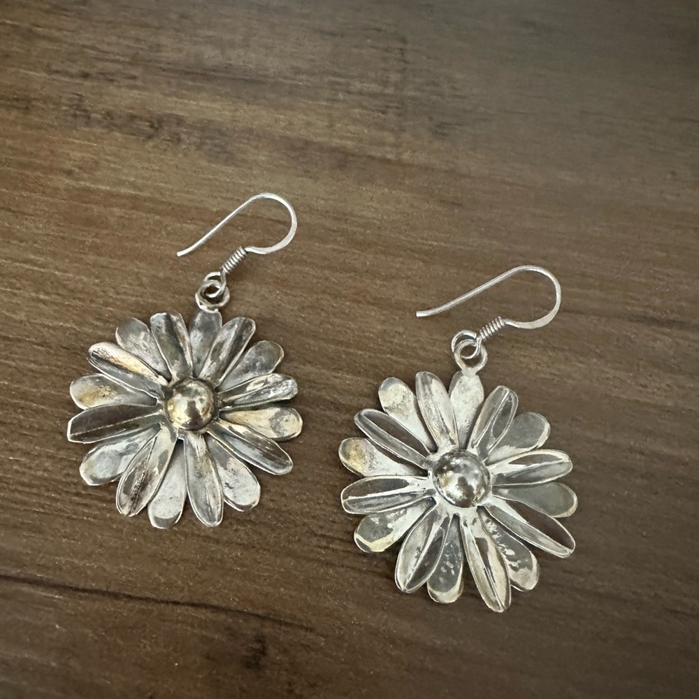 925 México Silver Floral Earrings